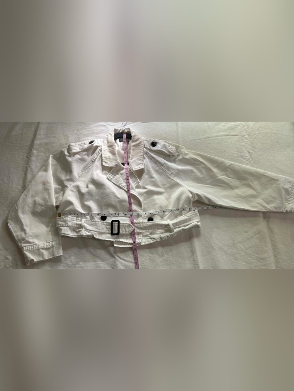 Sans Souci White Collared Coat with Belt Detail